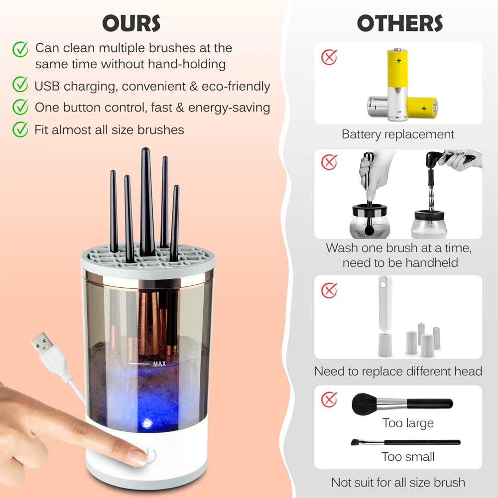 Electric Makeup Brush Cleaner Automatic Make Up Brush Cleaner Machine Cosmetic Brush Cleaner And Dryer Beauty Makeup Tools