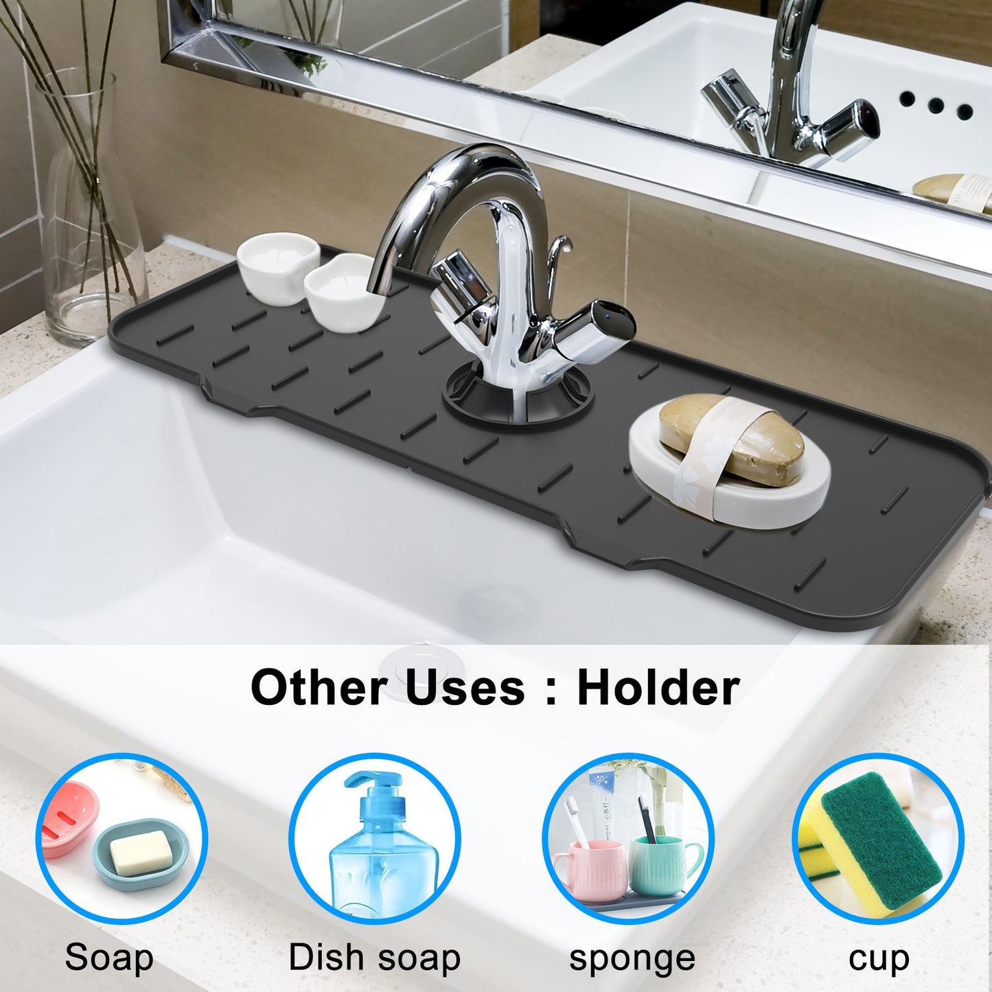 Silicon Kitchen Sink Splash Guard Drain Pad Water Splash Catcher Kitchen Gadgets